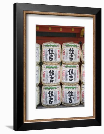 Decorative Sake Barrels at Shinto Shrine of Sumiyoshi Taisha, Osaka, Kansai, Japan-Ian Trower-Framed Photographic Print
