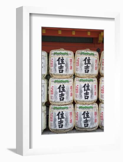 Decorative Sake Barrels at Shinto Shrine of Sumiyoshi Taisha, Osaka, Kansai, Japan-Ian Trower-Framed Photographic Print