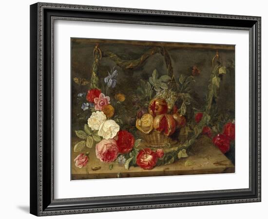 Decorative Still-Life Composition with a Basket of Fruit-Jan van Kessel the Elder-Framed Giclee Print