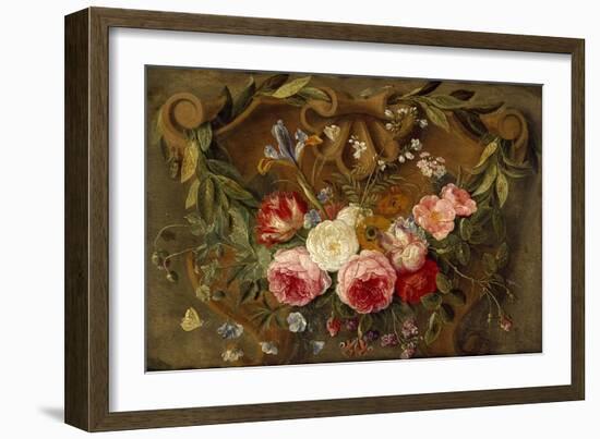 Decorative Still-Life Composition with a Garland of Flowers-Jan van Kessel the Elder-Framed Giclee Print