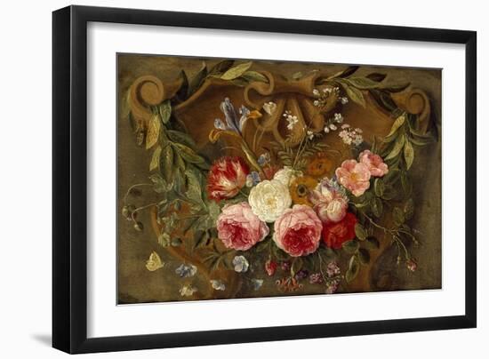 Decorative Still-Life Composition with a Garland of Flowers-Jan van Kessel the Elder-Framed Giclee Print