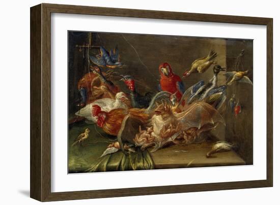Decorative Still-Life Composition with Birds and Two Bats-Jan van Kessel the Elder-Framed Giclee Print