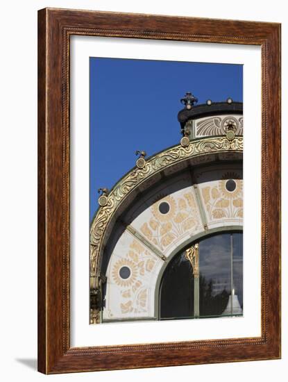 Decorative Sunflower Motifs Adorn Karlsplatz Pavilion Metropolitan Railway Station Vienna Austria-Julian Castle-Framed Photo