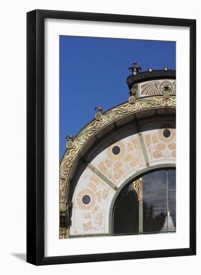 Decorative Sunflower Motifs Adorn Karlsplatz Pavilion Metropolitan Railway Station Vienna Austria-Julian Castle-Framed Photo