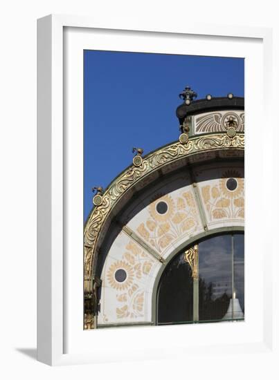 Decorative Sunflower Motifs Adorn Karlsplatz Pavilion Metropolitan Railway Station Vienna Austria-Julian Castle-Framed Photo