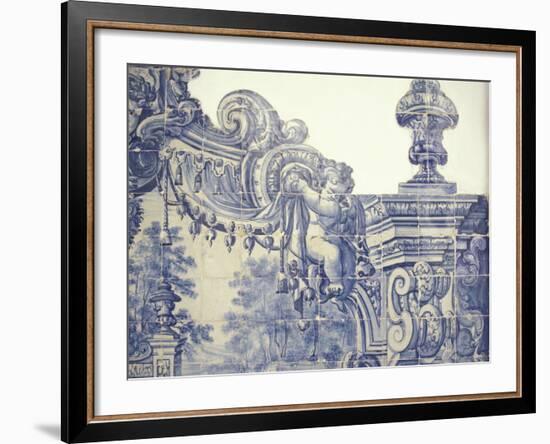 Decorative Tiles in the Cloister of Sao Vincente da Fora, Lisbon, Portugal-Michele Molinari-Framed Photographic Print