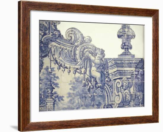 Decorative Tiles in the Cloister of Sao Vincente da Fora, Lisbon, Portugal-Michele Molinari-Framed Photographic Print