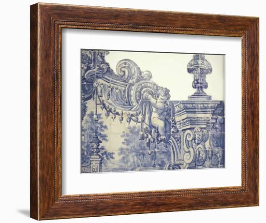 Decorative Tiles in the Cloister of Sao Vincente da Fora, Lisbon, Portugal-Michele Molinari-Framed Photographic Print