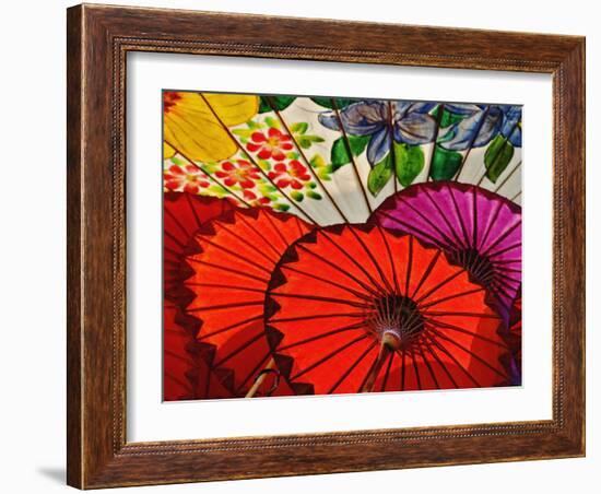 Decorative Umbrellas Drying, Bo Sang, Chiang Mai, Thailand-Adam Jones-Framed Photographic Print