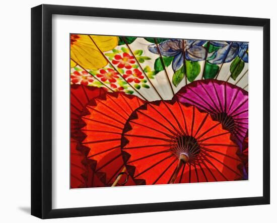 Decorative Umbrellas Drying, Bo Sang, Chiang Mai, Thailand-Adam Jones-Framed Photographic Print