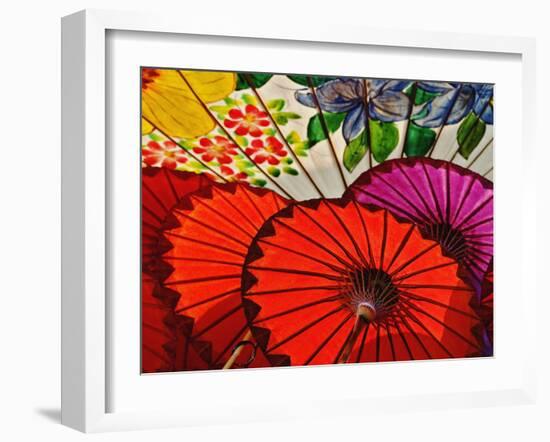 Decorative Umbrellas Drying, Bo Sang, Chiang Mai, Thailand-Adam Jones-Framed Photographic Print