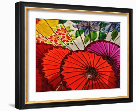 Decorative Umbrellas Drying, Bo Sang, Chiang Mai, Thailand-Adam Jones-Framed Photographic Print