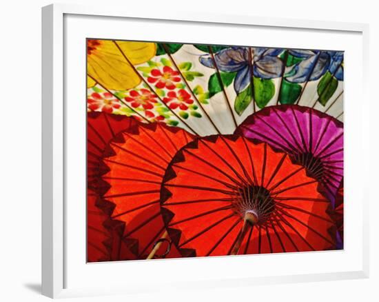 Decorative Umbrellas Drying, Bo Sang, Chiang Mai, Thailand-Adam Jones-Framed Photographic Print