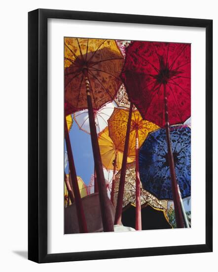 Decorative Umbrellas, Temple Festival, Mas, Bali, Indonesia, Asia-James Green-Framed Photographic Print