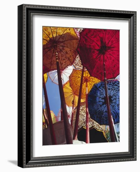 Decorative Umbrellas, Temple Festival, Mas, Bali, Indonesia, Asia-James Green-Framed Photographic Print