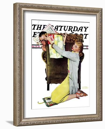 "Decorator" Saturday Evening Post Cover, March 30,1940-Norman Rockwell-Framed Giclee Print