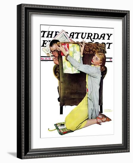 "Decorator" Saturday Evening Post Cover, March 30,1940-Norman Rockwell-Framed Giclee Print