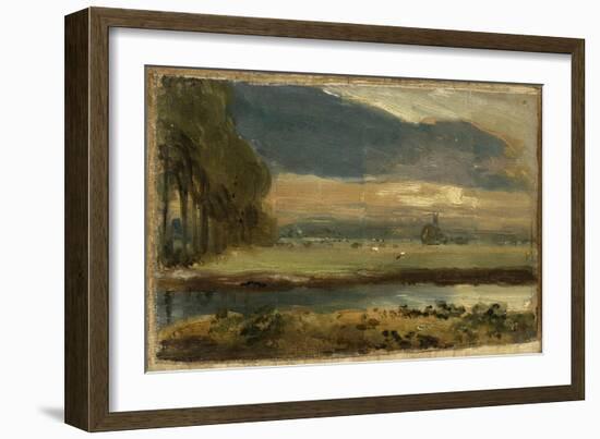 Dedham Church from Flatford, C.1810 (Oil on Canvas)-John Constable-Framed Giclee Print