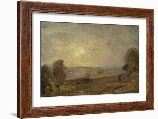 Dedham Vale from the Road to East Bergholt: Sunset, 1810 (Oil on Paper, Mounted on Board, Mounted O-John Constable-Framed Giclee Print