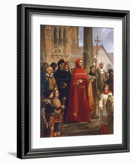 Dedication of Trieste to Austria in 1382, Detail-Cesare Dell'acqua-Framed Giclee Print