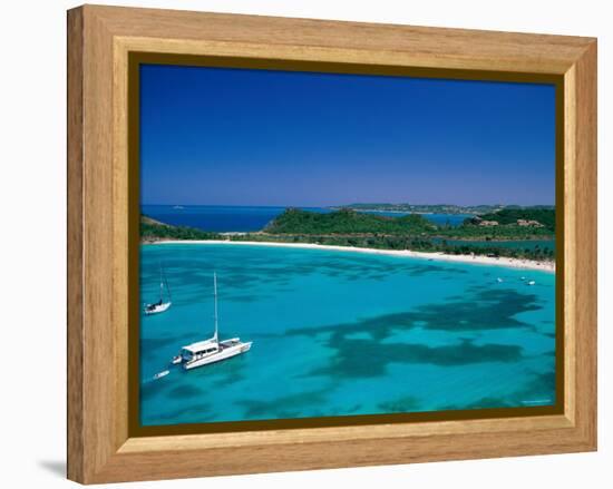 Deep Bay, Beach and Yachts, Blue Water, Antigua, Caribbean Islands-Steve Vidler-Framed Premier Image Canvas