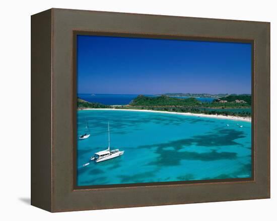 Deep Bay, Beach and Yachts, Blue Water, Antigua, Caribbean Islands-Steve Vidler-Framed Premier Image Canvas