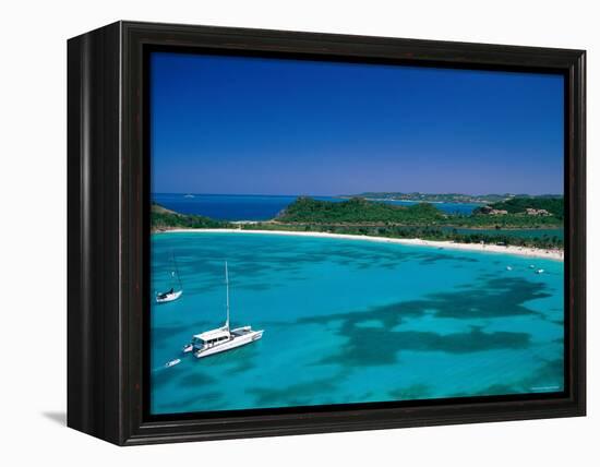 Deep Bay, Beach and Yachts, Blue Water, Antigua, Caribbean Islands-Steve Vidler-Framed Premier Image Canvas