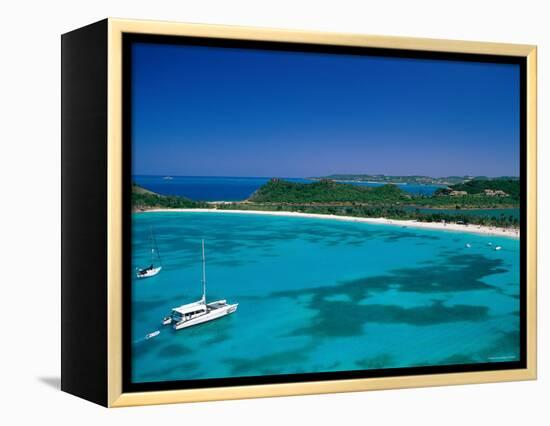 Deep Bay, Beach and Yachts, Blue Water, Antigua, Caribbean Islands-Steve Vidler-Framed Premier Image Canvas