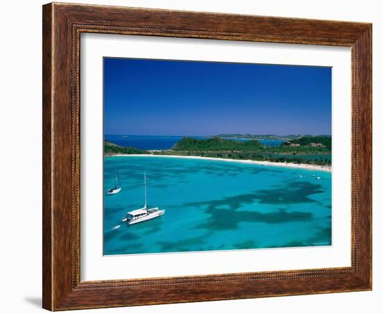 Deep Bay, Beach and Yachts, Blue Water, Antigua, Caribbean Islands-Steve Vidler-Framed Photographic Print