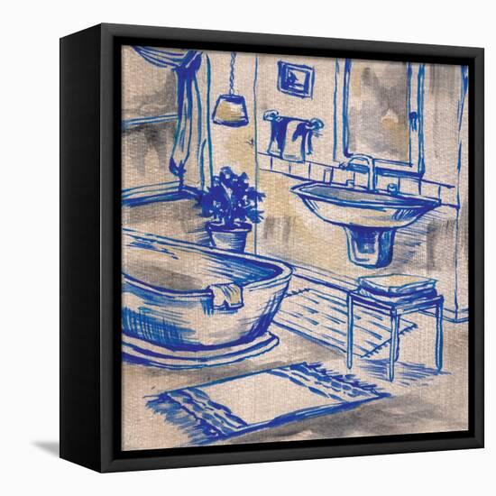 Deep Blue Bath I-Margaret Ferry-Framed Stretched Canvas