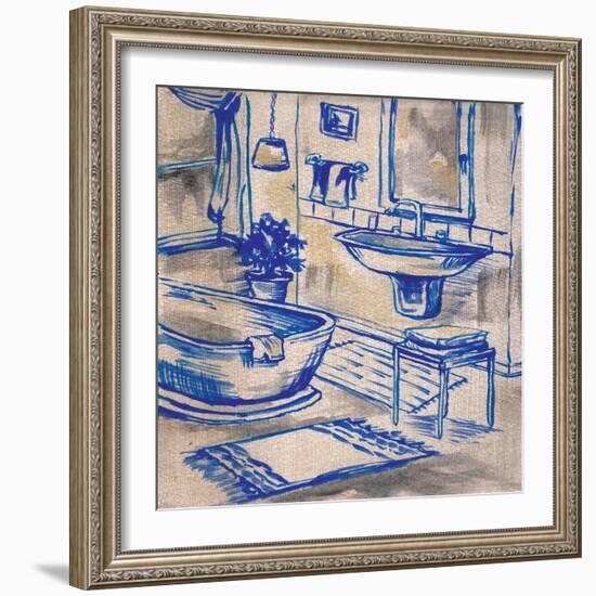 Deep Blue Bath I-Margaret Ferry-Framed Art Print