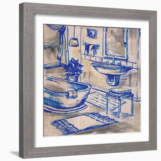 Deep Blue Bath I-Margaret Ferry-Framed Art Print