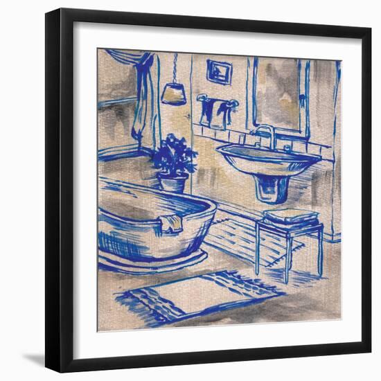 Deep Blue Bath I-Margaret Ferry-Framed Art Print