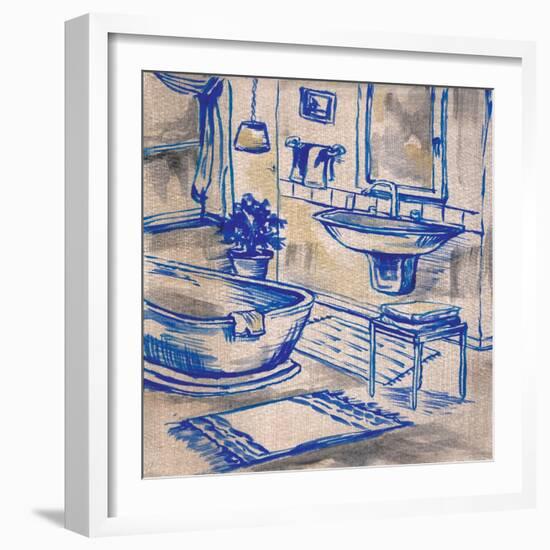 Deep Blue Bath I-Margaret Ferry-Framed Art Print