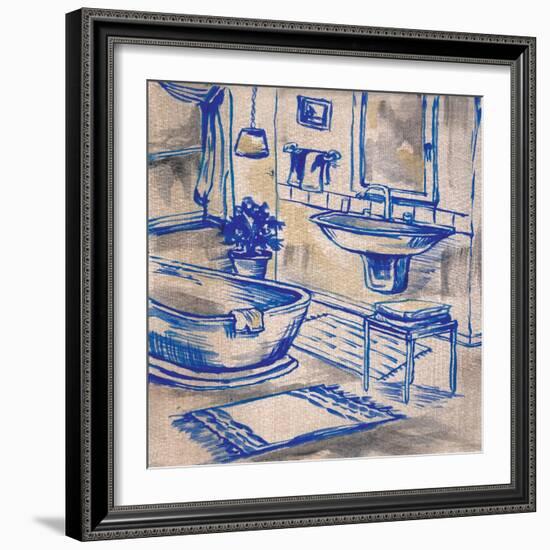 Deep Blue Bath I-Margaret Ferry-Framed Art Print