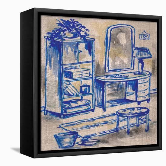 Deep Blue Bath II-Margaret Ferry-Framed Stretched Canvas