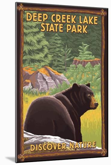 Deep Creek Lake State Park, Maryland - Bear in Forest-Lantern Press-Mounted Art Print