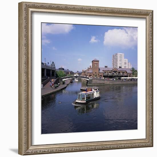 Deep Cutting Junction Canal Crossroads with Malt House and Waterbus, Birmingham, West Midlands, UK-Geoff Renner-Framed Photographic Print