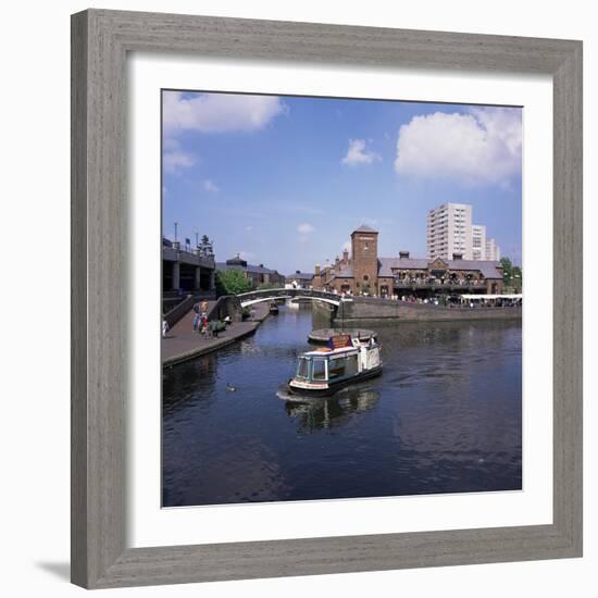 Deep Cutting Junction Canal Crossroads with Malt House and Waterbus, Birmingham, West Midlands, UK-Geoff Renner-Framed Photographic Print