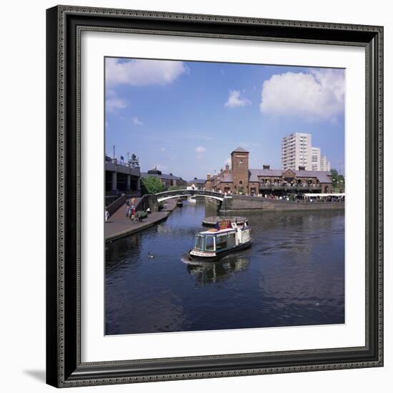 Deep Cutting Junction Canal Crossroads with Malt House and Waterbus, Birmingham, West Midlands, UK-Geoff Renner-Framed Photographic Print