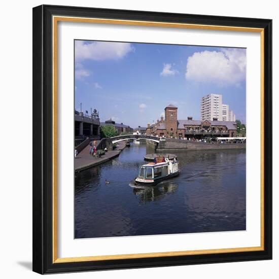 Deep Cutting Junction Canal Crossroads with Malt House and Waterbus, Birmingham, West Midlands, UK-Geoff Renner-Framed Photographic Print