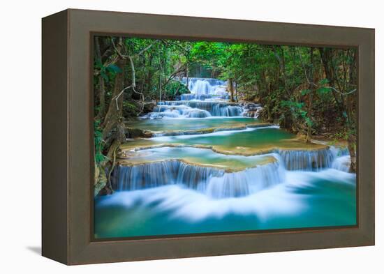 Deep Forest Waterfall in Kanchanaburi, Thailand-lkunl-Framed Premier Image Canvas