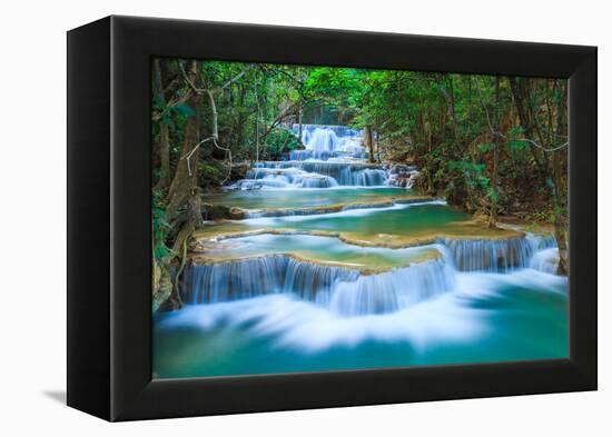 Deep Forest Waterfall in Kanchanaburi, Thailand-lkunl-Framed Premier Image Canvas