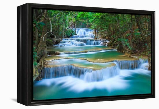 Deep Forest Waterfall in Kanchanaburi, Thailand-lkunl-Framed Premier Image Canvas