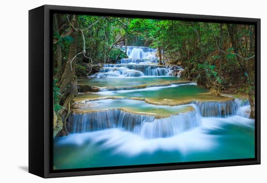 Deep Forest Waterfall in Kanchanaburi, Thailand-lkunl-Framed Premier Image Canvas