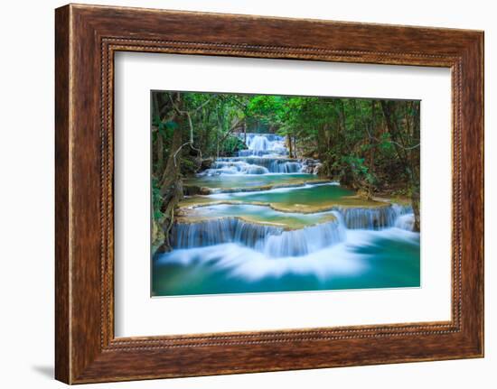 Deep Forest Waterfall in Kanchanaburi, Thailand-lkunl-Framed Photographic Print