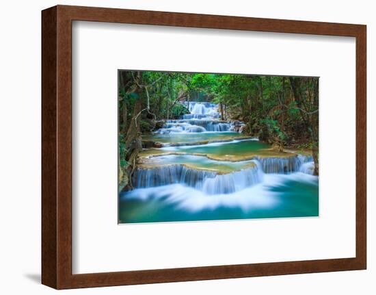 Deep Forest Waterfall in Kanchanaburi, Thailand-lkunl-Framed Photographic Print