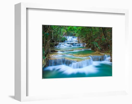 Deep Forest Waterfall in Kanchanaburi, Thailand-lkunl-Framed Photographic Print