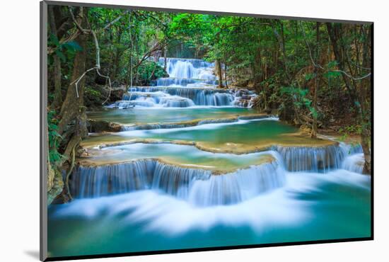 Deep Forest Waterfall in Kanchanaburi, Thailand-lkunl-Mounted Photographic Print