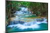 Deep Forest Waterfall in Kanchanaburi, Thailand-lkunl-Mounted Photographic Print
